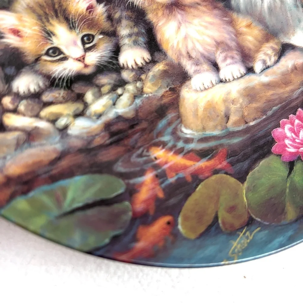 Vintage Bradford Exchange Decorative 1990 Lily Pond “Kitten Expedition” Plate‎